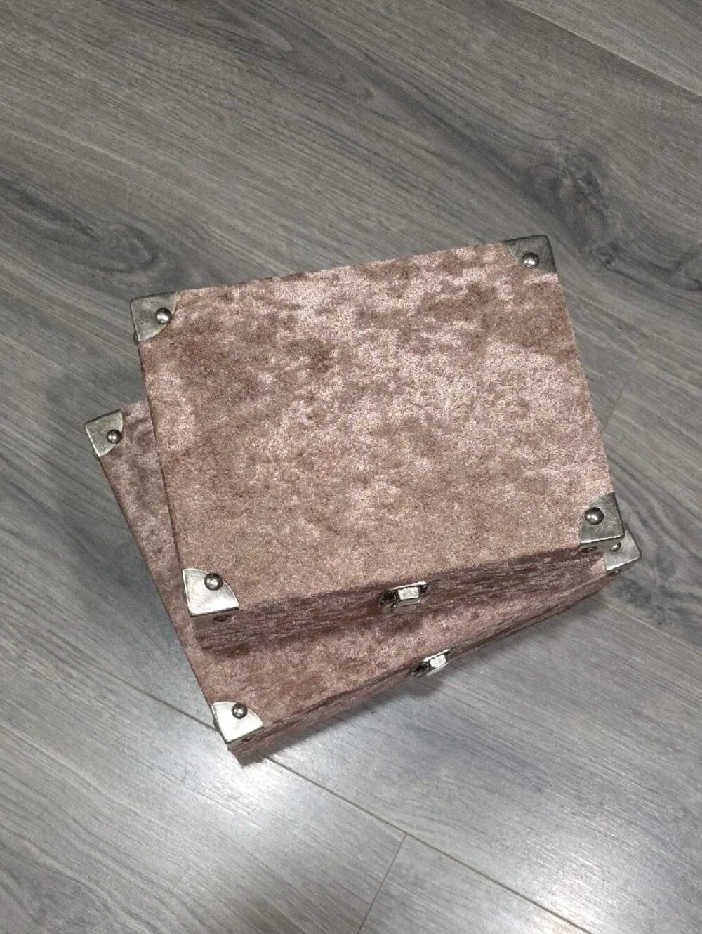 Crushed Velvet Storage Boxes Set - Rose Taupe